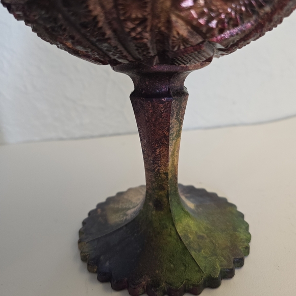 HANDCRAFTED Upcycled Etched Glass Goblet Dish HANDPAINTED Tabletop Art Decor - Picture 14 of 17